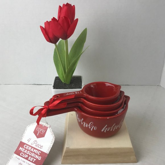 NWT - CORE - A Set of 4 Ceramic Measuring Cups - Holiday Design - Picture 1 of 9